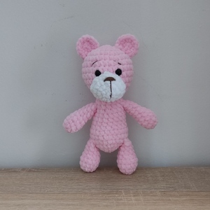 Πλεκτό βελούδινο αρκουδάκι - λούτρινα, amigurumi, για παιδιά, δώρο γέννησης, δώρο γεννεθλίων - 2