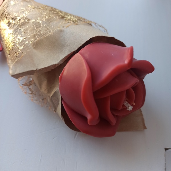 Ανθοδέσμη Κερί τριαντάφυλλο για δώρο (60γρ) 15εκ - τριαντάφυλλο, κερί, αρωματικά κεριά, κεριά, δωρο για επέτειο - 3