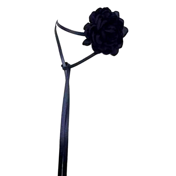 Τσόκερ με μεγάλο μαύρο λουλούδι από οργάντζα - ύφασμα, λουλούδι, boho, δώρα επετείου, αγ. βαλεντίνου
