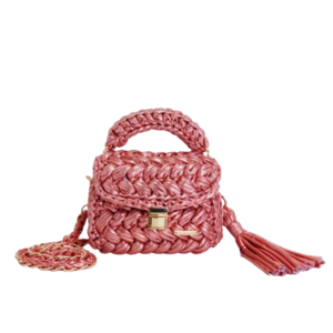 Γυναικεία τσάντα ώμου/χειρός, πλεκτή, HANDMADE BY Di "STAR", pink - νήμα, ώμου, πλεκτές τσάντες, βραδινές, μικρές
