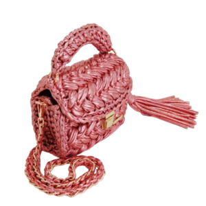 Γυναικεία τσάντα ώμου/χειρός, πλεκτή, HANDMADE BY Di "STAR", pink - νήμα, ώμου, πλεκτές τσάντες, βραδινές, μικρές - 3