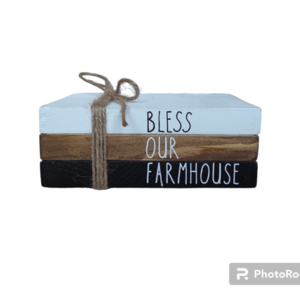 Ξύλινα διακοσμητικά βιβλία BLESS OUR FARMHOUSE - ξύλο, διακοσμητικά