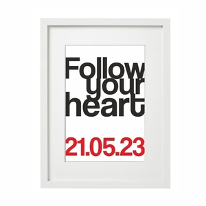 " Follow your heart " - ΚΑΔΡΑΚΙ ΠΡΟΣΩΠΟΠΟΙΗΜΕΝΟ ΔΩΡΟ ΓΙΑ ΖΕΥΓΑΡΙ - 32x42cm - χαρτί, διακοσμητικά