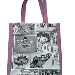 Υφασμάτινη τσάντα διπλής όψης με σχέδια comic - ύφασμα, ώμου, all day, tote - 2