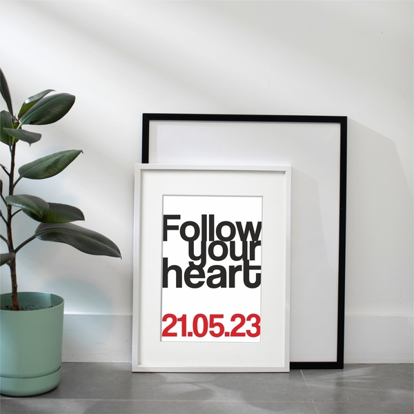 ΑΦΙΣΑ POSTER "Follow your heart " - ΠΡΟΣΩΠΟΠΟΙΗΜΕΝΟ ΔΩΡΟ ΓΙΑ ΖΕΥΓΑΡΙ - 20x30 - χαρτί, διακοσμητικά - 2