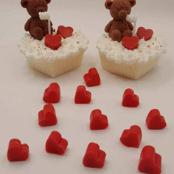 Αρωματικό Κερί Σόγιας Σετ 2 τμχ Heart Cupcakes 165γρ Με 'Αρωμα Paris: City Of Love - αρωματικά κεριά, αγ. βαλεντίνου, 100% φυτικό, soy candles - 2