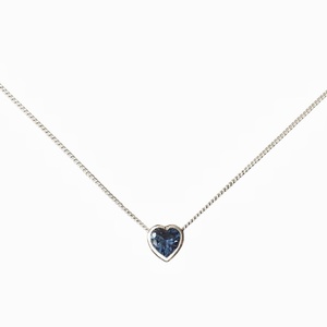 Μενταγιόν Ασημένιο Κολιέ, σε σχήμα καρδιάς μήκους και πλάτους 6 χιλιοστών και μπλε ζιργκόν με ασημένια αλυσίδα μήκους 40 εκατοστών. - ημιπολύτιμες πέτρες, ασήμι 925, καρδιά, κοντά