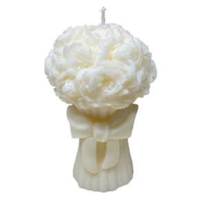 Χειροποιητο Λευκο Κερι Σε Σχημα Μπουκετου Με Λουλουδια, Με Αρωμα WHITE MUSK, 200γρ. - αρωματικά κεριά, κεριά, αρωματικό χώρου, 100% φυτικό, soy wax