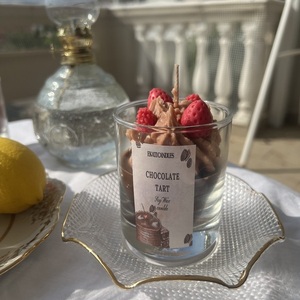 Choco tart whipped cream candle/χειροποιητο κερι-240gr - αρωματικά κεριά, vegan κεριά - 2