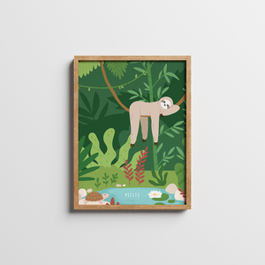 HELLO MR. BRADIPOUS| Παιδικό φυσικό ξύλινο κάδρο 30x40cm με χαρτί illustration 200gr - πίνακες & κάδρα, παιδικό δωμάτιο, ζωάκια, παιδικά κάδρα