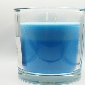 Χειροποίητο Αρωματικό Κερί 700γρμ σε γυάλινο βάζο 13εκ χ 13εκ θαλασσί με άρωμα αγιόκλημα - αρωματικά κεριά - 4