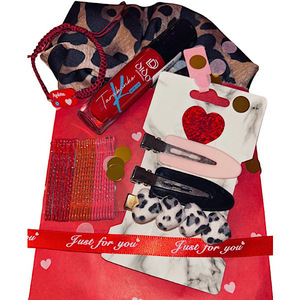 Valentines Day Gift Scrunchie Hair Set - ύφασμα, μακραμέ, σετ δώρου, λαστιχάκια μαλλιών