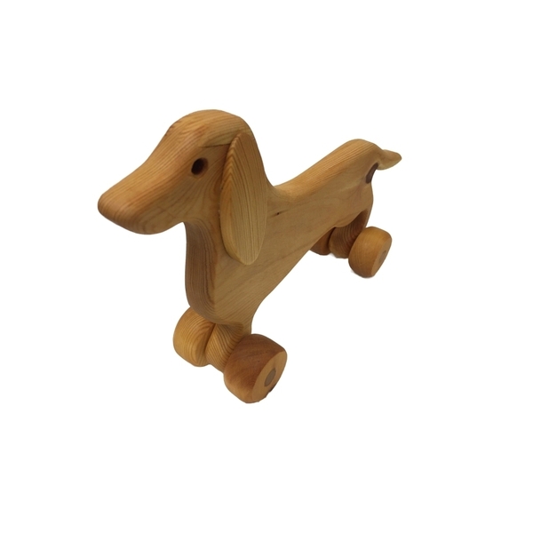 Σκυλάκι ξύλινο με ρόδες,27x17x7 - κορίτσι, αγόρι, σκυλάκι, ξύλινα παιχνίδια - 3