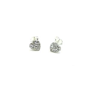 Μικρά καρφωτά λευκά σκουλαρίκια καρδούλες με στρας, από Aσήμι 925° - στρας, ασήμι 925, καρδιά, μικρά, αγ. βαλεντίνου - 3