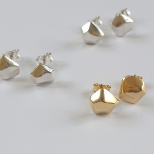 Ασημένια μασίφ σκουλαρίκια like diamonds επιχρυσωμενα. - επιχρυσωμένα, ασήμι 925, μικρά - 4