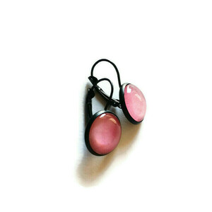Σκουλαρίκια με γυάλινο στοιχείο, Blush pink - γυαλί, ορείχαλκος - 2