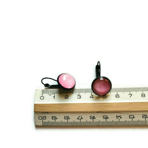 Σκουλαρίκια με γυάλινο στοιχείο, Blush pink - γυαλί, ορείχαλκος - 3