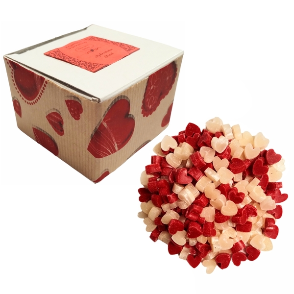 Δώρο Αγίου Βαλεντίνου wax melts περλέ σαμπανί-κόκκινο με αφροδισιακό άρωμα σε κουτάκι 7×7×5,3cmκι - κερί, αρωματικά κεριά, κεριά & κηροπήγια