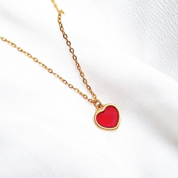 καρδιά : κοντό ατσάλινο κολιέ σε χρυσό χρώμα - μήκος: από 35,5cm μέχρι 54,5cm - charms, επιχρυσωμένα, καρδιά, κοντά, ατσάλι - 4