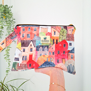 Τσάντα με αδιάβροχη επένδυση Houses - ύφασμα, clutch, χειρός, πάνινες τσάντες, μικρές