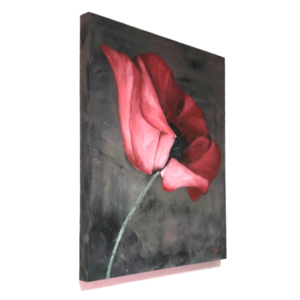 Πίνακας σε Καμβά "Poppy Dream" -Πρωτότυπο -Χειροποίητος -Ακρυλικά Χρώματα- 54 Χ 65 εκ- Κόκκινο/Γκρι - πίνακες & κάδρα, ακρυλικό, πίνακες ζωγραφικής