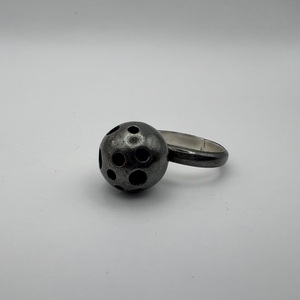 Black Planet Sphera δαχτυλίδι οξειδωμένο ασήμι 925 Μ - ασήμι 925, γεωμετρικά σχέδια, χειροποίητα, σταθερά - 2