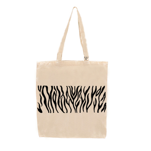 Tote Bag Εκρού Υφασμάτινη Animal Print με Μαύρο Τύπωμα 48x32 - ύφασμα, ώμου, all day, tote, πάνινες τσάντες - 2