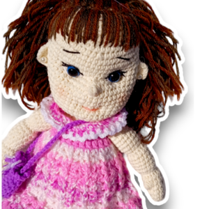 Κούκλα Lili 38 εκ. σε λιλά ρούχα πλεκτή, χειροποίητη, σε κουτί δώρο για κορίτσι - κορίτσι, δώρο, λούτρινα, amigurumi, κούκλες - 3