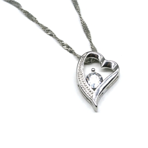 Κολιέ καρδιά zircon - ημιπολύτιμες πέτρες, ασήμι 925, καρδιά, επιπλατινωμένα