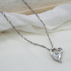 Κολιέ καρδιά zircon - ημιπολύτιμες πέτρες, ασήμι 925, καρδιά, επιπλατινωμένα - 3