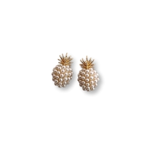 Pineapple earrings σκουλαρίκια ανανάς σε χρυσό - ορείχαλκος, ασήμι 925, boho, πέρλες, νυφικά - 2