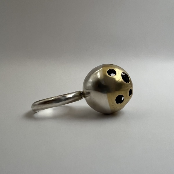 Brass Planet Sphera δαχτυλίδι ασήμι 925 με ορείχαλκο L - ασήμι 925, γεωμετρικά σχέδια, σταθερά - 4