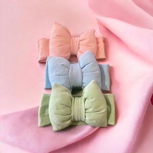 Σετ 3 Κορδελές με Φουσκωτό Φιόγκο σε Ροζ, Γαλάζιο και Ανοιχτό Πράσινο Χρώμα! - φιόγκος, κορδέλες για μωρά