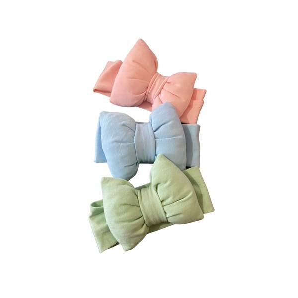 Σετ 3 Κορδελές με Φουσκωτό Φιόγκο σε Ροζ, Γαλάζιο και Ανοιχτό Πράσινο Χρώμα! - φιόγκος, κορδέλες για μωρά