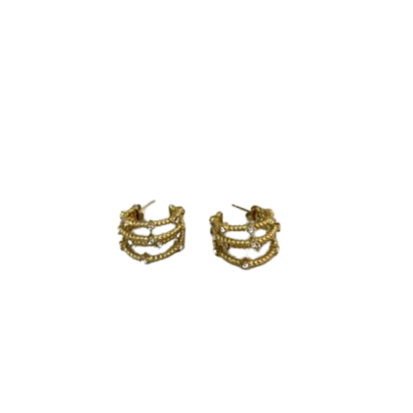 Σκουλαρίκια με Διάφανα Ζιργκον σε Χρυσό Χρώμα - μικρά, ατσάλι, κρεμαστά, καρφάκι, φθηνά