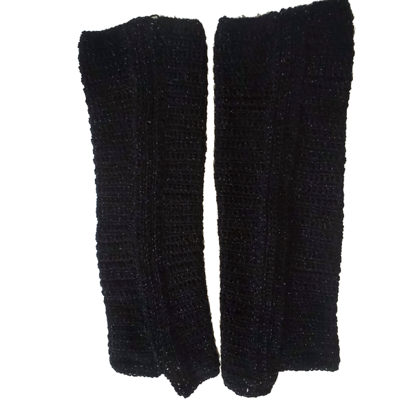 Γυναικεία χειροποίητα πλεκτά μανίκια μανσέτες σε μαύρο χρώμα πλεγμένα με βελονάκι - ακρυλικό, χειροποίητα