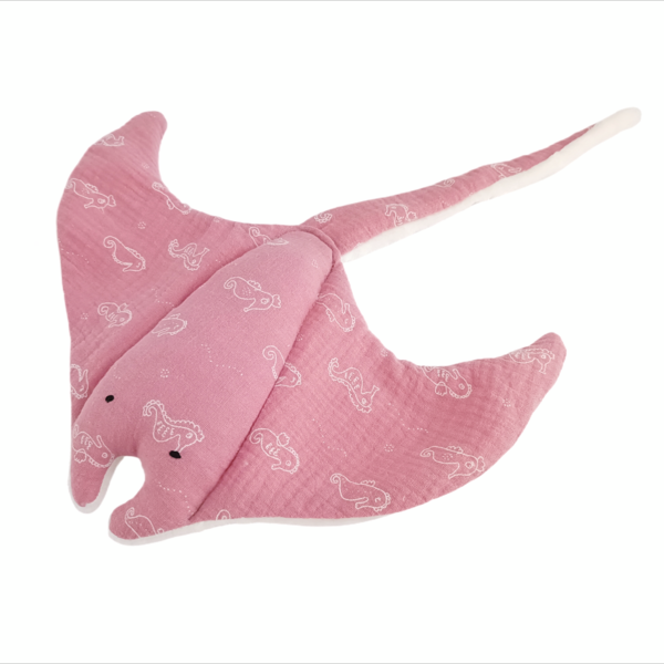Ροζ νάνι σαλάχι με ιπποκάμπους, πανάκι παρηγοριάς για νεογέννητο, νάνι μωρού - κορίτσι, ψάρι, δώρο γέννησης