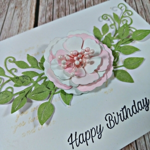 Χειροποίητη ευχετήρια κάρτα γενεθλίων με λουλούδι - γενέθλια, λουλουδάτο, δώρο γεννεθλίων - 2