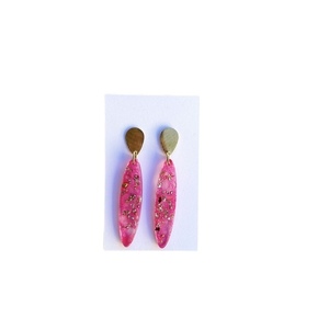 σκουλαρίκια ροζ υγρό γυαλί - γυαλί, ατσάλι, καρφάκι