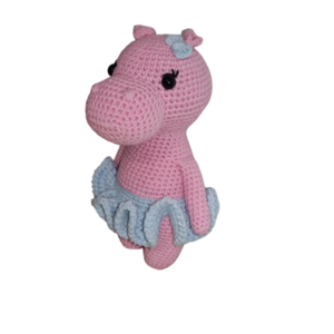 Πλεκτό κουκλάκι ιπποπόταμος - λούτρινα, amigurumi, για παιδιά, δώρο γέννησης, δώρο γεννεθλίων - 3