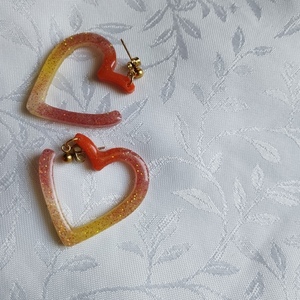 Σκουλαρίκια καρδιές πολύχρωμες με glitter από υγρό γυαλί - καρδιά, ρητίνη, καρφωτά, κοσμήματα, αγ. βαλεντίνου - 4