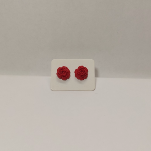 ~Rose Stud Earrings~ - πηλός, λουλούδι, μικρά - 2