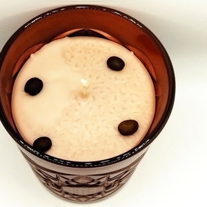 Χειροποίητο κερί 270 γρμ άρωμα καφέ χρώματος καφέ σε ποτήρι χρώματος χαλκού Vintage ύψος 11εκ Χ 9εκ πλάτος - αρωματικά κεριά - 2