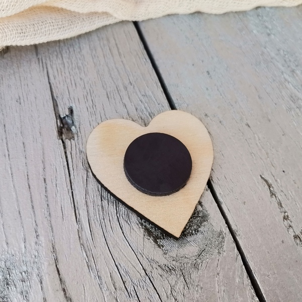 Ξύλινο μαγνητάκι καρδιά με χάραξη φωτογραφίας 5 εκατοστά - αναμνηστικά, δώρα αγίου βαλεντίνου, μαγνητάκια - 3