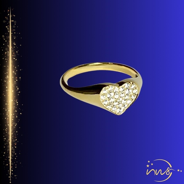 Σεβαλιέ Ασημένιο δαχτυλίδι χειροποίητο, επιχρυσωμένο σε σχήμα καρδιάς με λευκά ζιργκόν. Υπέροχο δώρο για όλους - ημιπολύτιμες πέτρες, επιχρυσωμένα, ασήμι 925, καρδιά, δώρα για γυναίκες - 3