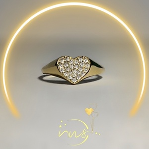 Σεβαλιέ Ασημένιο δαχτυλίδι χειροποίητο, επιχρυσωμένο σε σχήμα καρδιάς με λευκά ζιργκόν. Υπέροχο δώρο για όλους - ημιπολύτιμες πέτρες, επιχρυσωμένα, ασήμι 925, καρδιά, δώρα για γυναίκες - 4