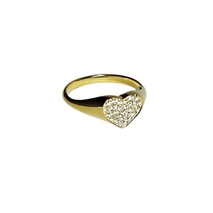 Σεβαλιέ Ασημένιο δαχτυλίδι χειροποίητο, επιχρυσωμένο σε σχήμα καρδιάς με λευκά ζιργκόν. Υπέροχο δώρο για όλους - ημιπολύτιμες πέτρες, επιχρυσωμένα, ασήμι 925, καρδιά, δώρα για γυναίκες