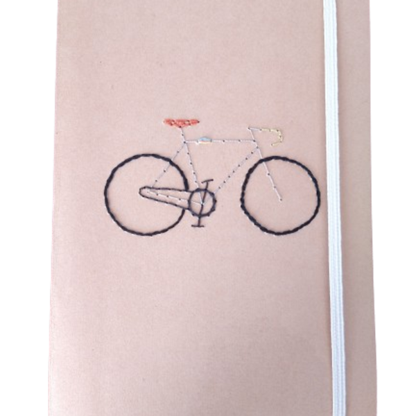 Κεντημένο τετράδιο Α5 ενός θέματος με σχέδιο ποδήλατο - τετράδια & σημειωματάρια