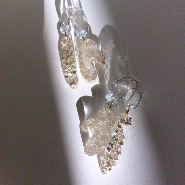 Σκουλαρίκια Maxima εντυπωσιακά από υγρό γυαλί - γυαλί, μακριά, μεγάλα, καρφάκι, πολυέλαιοι - 5