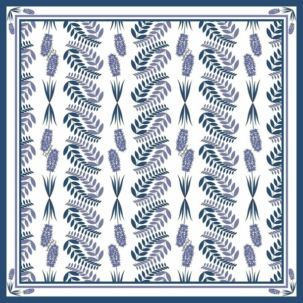 Τετράγωνο Μεταξωτό Μαντίλι 45*45 εκ. με Μοτίβο Flora Blue - μετάξι, φουλάρια - 2